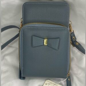 Elegant Gray Crossbody Bag with Bow Accent